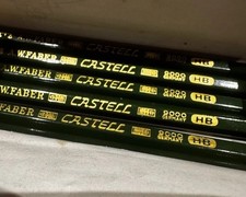 Vintage A W Faber CASTELL Box Of 6 Drawing Pencils In Orig Tin Box 9000 HB