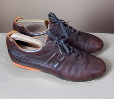 Hermes Smart Designer Brown Leather Snicker Shoes Made UK 10 EU 44 US 11