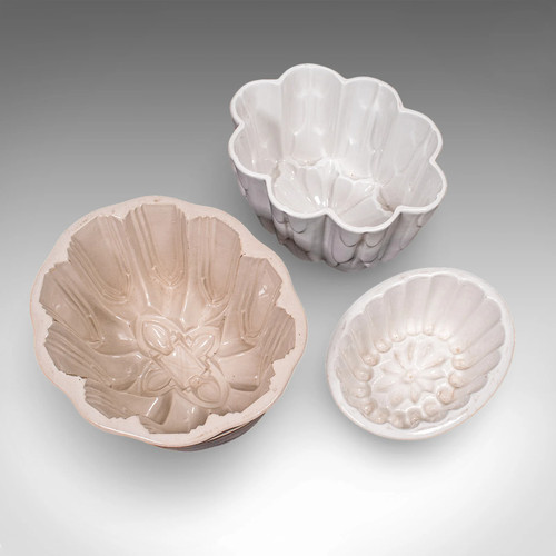 Trio antique jelly moulds - antique,