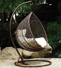 Brown rattan egg chair swing - egg,