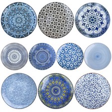 Set 2 10''Round Flat Plates Ceramic Dining Crockery Serving Tableware Dinnerware
