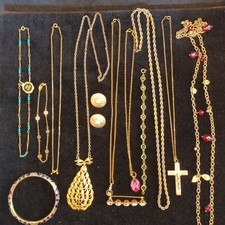 Gold Tone Costume Jewellery Necklaces Bracelets Bundle Joblot