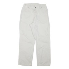 RIDERS Mens Cotton Blend White Regular Straight Trousers W28 L28 Casual Wear