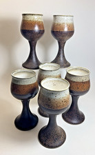 A Rare Find, Six matching  Vintage IDEN Pottery Goblets Made at Rye Pottery