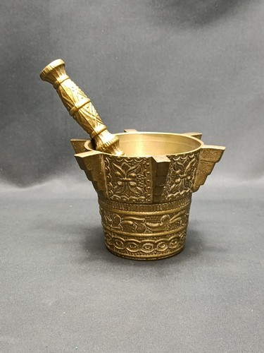Antique brass mortar - brass,