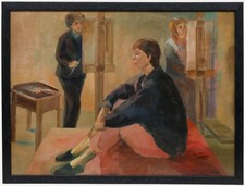 James Proudfoot (1908-1971) - Framed Oil, Female Muse with Artists