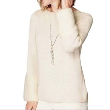 J. Jill Barley Faux Fur Cuff Shop Neck Sweater Size S