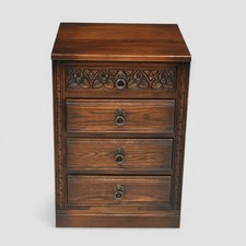 Old Charm Small Chest Of Drawers 4 Drawers Tudor Brown FREE UK Delivery