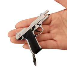 Gun Keychain Mini Beretta 92F – Metal Model with Moving Slide & Removable Mag
