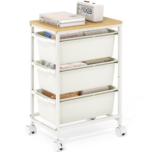 White rolling storage cart - rolling, 3