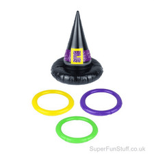 Inflatable Witch Hat Hoopla Ring Toss Halloween Kids Boys Girls Party Game Set