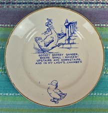 SHELL WARE Nursery Rhyme Blue & White Plate Collectible Goosey Gander