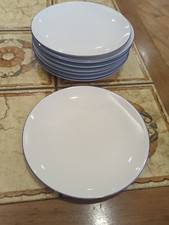 HABITAT NIL 19cm side plates white with blue rim Vintage