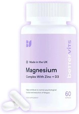 Bettervits Magnesium Glycinate Complex Citrate, Zinc & Vitamin-D3 60 Caps UK