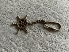 NAUTICAL GOLD HELM BRASS METAL SEA SHIP WHEEL KEYRING