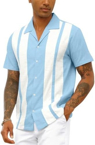 Ctu mens bowling shirt - bowling, striped