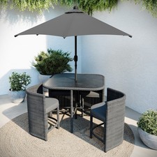4 Seater Grey Rattan Cube