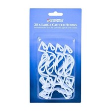 20 ROPE LIGHT HOLDER GUTTER HOOK SET OUTSIDE HANGING CLIP PLASTIC CHRISTMAS 7665