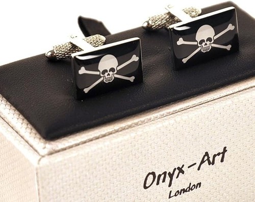 Pirate flag cufflinks - flag, in