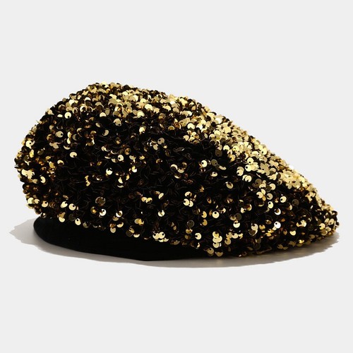 Women glitter sequin beret hat - sequin,