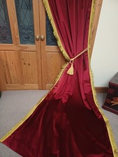 Vintage Velvet DOOR Curtain. Red. 119 Inch Drop x 51"Wide. Blackout. Adjustable