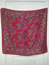 Vintage Aquascutum Large Floral Silk Scarf Gorgeous and Rare