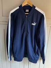 Puma Essentials Poly men's full zip track jacket in Blue/White - Medium
