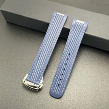 Watch Strap Compatible with Omega Seamaster Aqua Terra Navy Blue / White