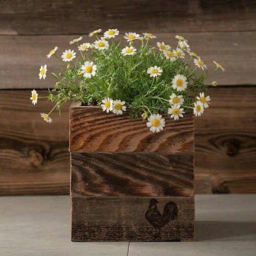 Rustic wood farmhouse crock - wood,
