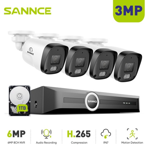Sannce 3mp cctv system - 3mp, audio