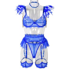 Lace Bra Thong Suspender Body Stocking Womens Lingerie Set Nightwear Underwear