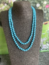 Lovely sea blue glass crystal bead necklace
