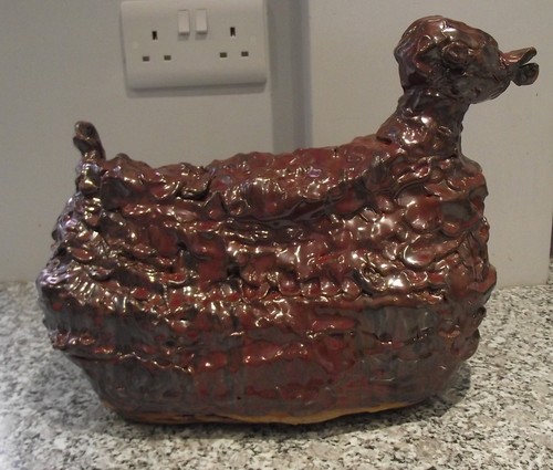 Unique pottery hen chicken - unique,