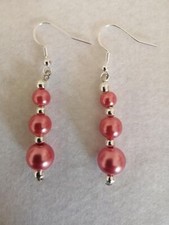 Handmade Drop Beaded Earrings, Sterling Silver/Gold Plated Hooks, 4cm Drop.