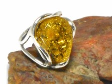 Adjustable  Green  AMBER  Sterling  Silver  925  Gemstone  RING 