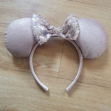 Disney Rosegold Ears Minnie Mouse Mickey Glittery Glitter Adult bow sequins 