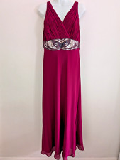 Debut Debenhams Womens Plum Maxi Beaded Dress Prom Ball Gown Size UK 14