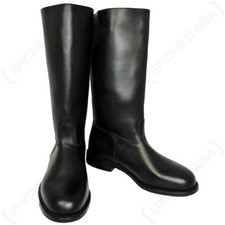 Leather Jack Boots (with heelplate) - WW2 German Army Post War Black All Sizes