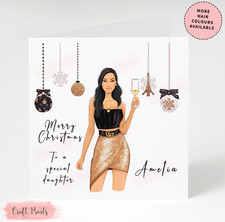 Handmade Personalised Christmas Card Girl Fashion Daughter Girlfriend Sister