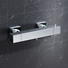 Nes Home Square Chrome Thermostatic Shower Bar Valve Single Outlet Wall Mounted 