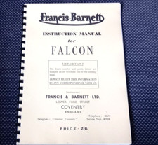 Francis Barnett Falcon Instruction Manual  3-4 speed to 1967 c/w supplement FB12