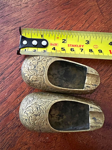 Vintage pair engraved brass - pair,