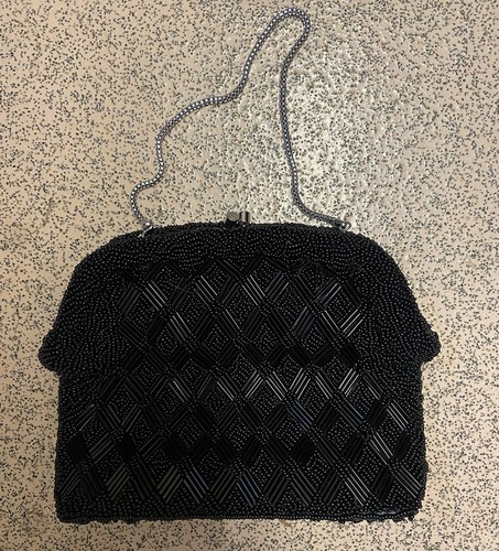 Vintage 1950s black beaded - black, eve