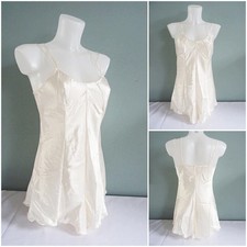 Vintage 1980s Teddy Playsuit Ivory Satin Body Suit Ladies Lingerie 32" Bust 80s