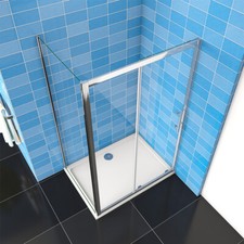 Sliding Shower Door Enclosure 8mm EasyClean Glass Walk In Side Panel Stone Tray