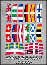 Slot Car Scalextric Flag Scenery Stickers Decals 1/32 Mixed Sheet x 16 European