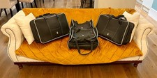 ferrari 4 piece bespoke black with white piping luggage set 