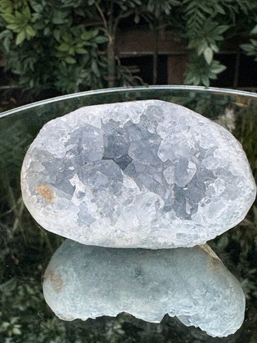 Blue celestite half egg sphere - blue, egg/sphere