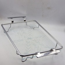 ART DECO 1930s Chrome & Etched Glass Tray CAKE STAND