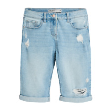Ladies N@@t Denim Knee Length RIPPED Shorts Blue Sizes 6 - 20